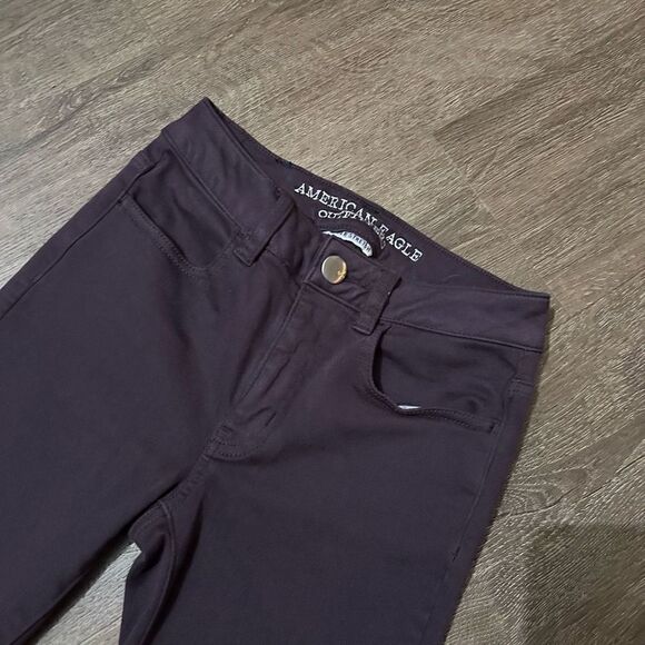 American Eagle Hi Rise Jegging Crop Jenas Womens Size 0 Purple Super Stretch - Picture 2 of 11